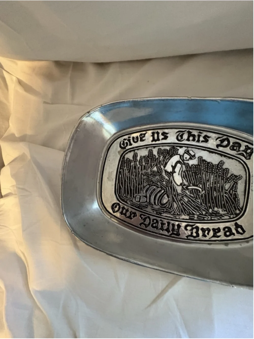 Vintage Wilton Armetale Pewter Bead Tray And/or Decor Spiritual Christianity